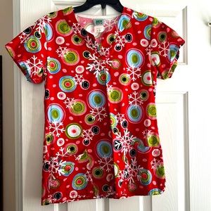 Holiday scrub top